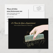 Black and Gold Salon Reminder Comb Curls Briefkaart (Voorkant / Achterkant)