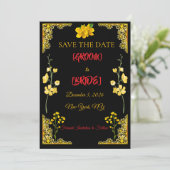 Black and Gold Save the Date Card (Debout devant)