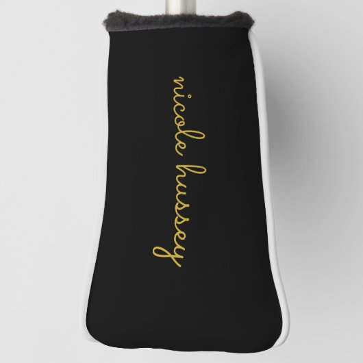 Black and Gold Script  | Stylish Monogram Modern Golfheadcover (Draai 90)