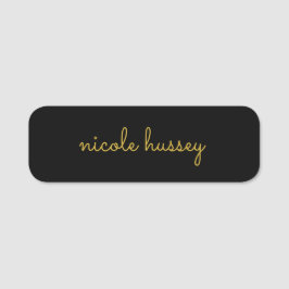 Black and Gold Script  | Stylish Monogram Modern Naamplaatje