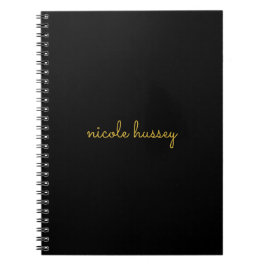 Black and Gold Script  | Stylish Monogram Modern Notitieboek