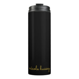 Black and Gold Script  | Stylish Monogram Modern Thermosbeker