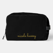 Black and Gold Script  | Stylish Monogram Modern Toilettasje (Achterkant)