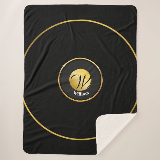 Black and Gold Sherpa Blanket Deken (Voorkant)