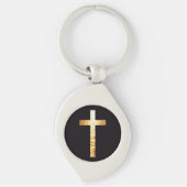Black and gold simplistic Cross Metal Keychain (Voorkant)