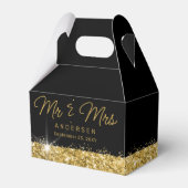 Black and Gold Specialized Mr & Mrs Wedding Bedankdoosjes (Voorkant Zijde)