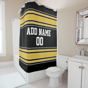 Black and Gold Sports Jersey Custom Name Number Douchegordijn