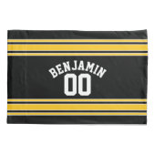 Black and Gold Sports Jersey Custom Name Number Kussensloop (Achterkant)