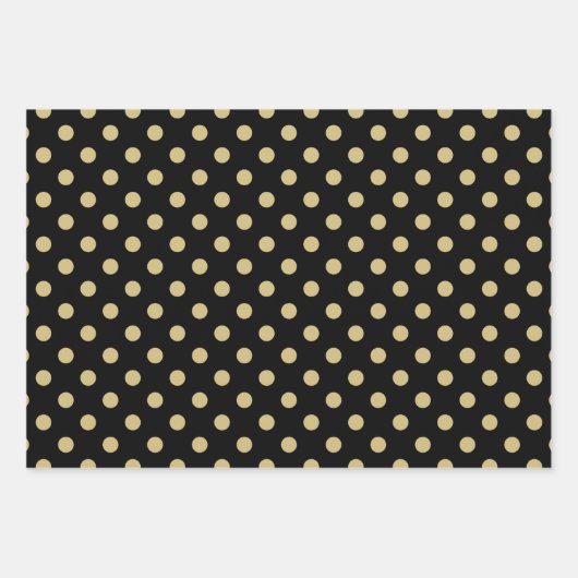 Black and Gold Spots ZigZag Stars Pattern Inpakpapier Vel (Voorkant)