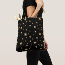 Black and Gold Stars Canvas tas - Schattige Carry 