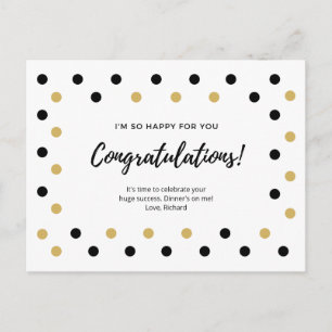 Black and Gold Stippen gefeliciteerd Briefkaart