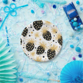 Black and Gold Strawberry Pattern Papieren Bordje (Feest)