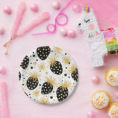 Black and Gold Strawberry Pattern Papieren Bordje (Feest)