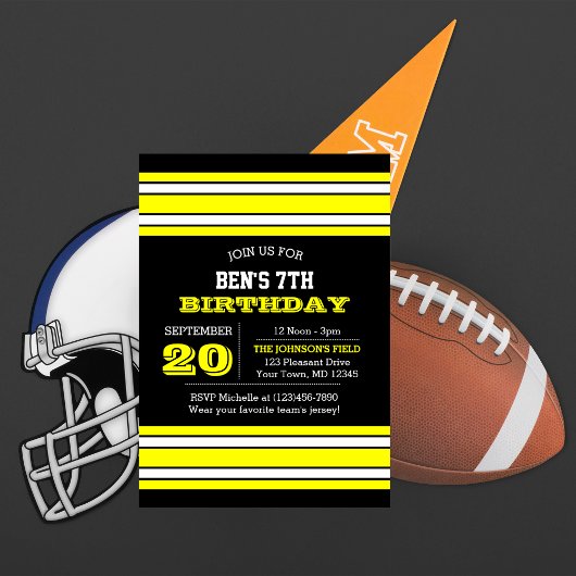 Black and Gold Team Invitation d'anniversaire