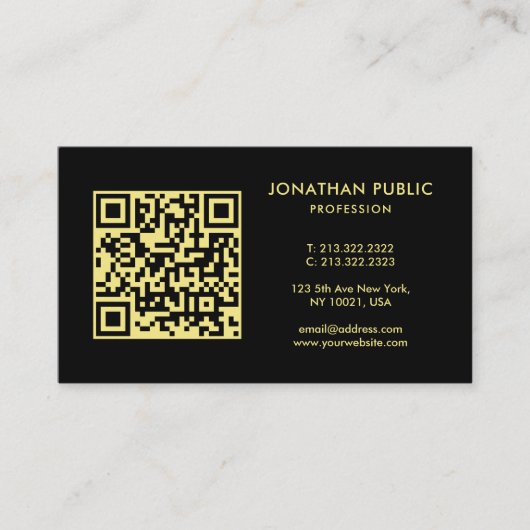 Black And Gold Template QR Code Company Logo Visitekaartje (Voorkant)