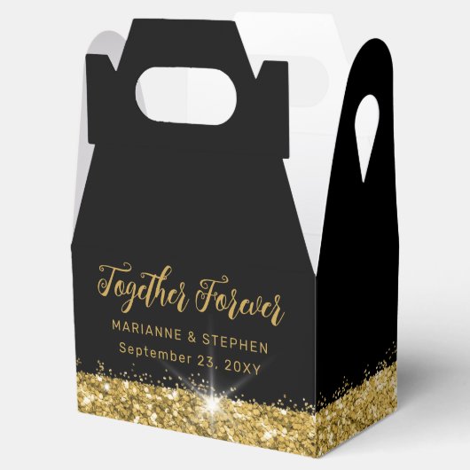 Black and Gold Together Forever Elegant Bedankdoosjes (Geopend)