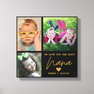 Black and Gold We houden van Nana 3 Foto Collage Canvas Afdruk