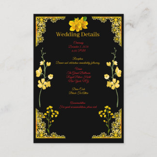 Black and Gold Wedding Enclosure Card Informatiekaartje