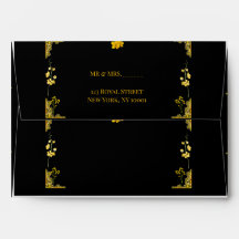 Black and Gold Wedding Envelope Template 