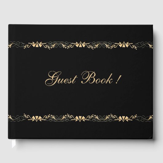 Black and Gold Wedding Gastenboek (Voorkant)