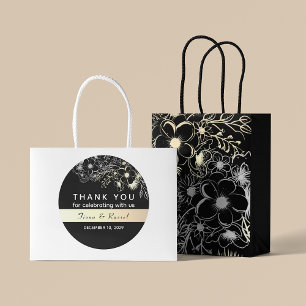 Black and Gold Wedding Hartelijk dank Ronde Sticker