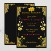 Black and Gold Wedding Invitation (Devant / Derrière)
