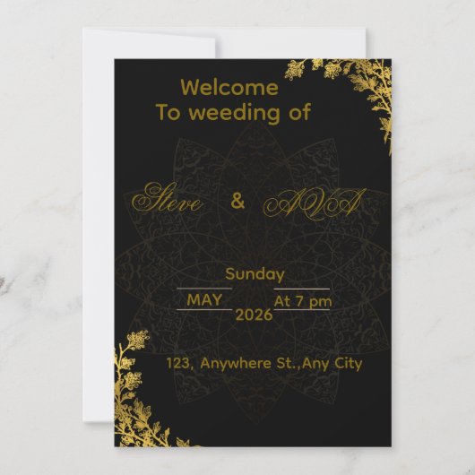 Black and Gold Wedding Invitation | Elegant Luxury (Devant)