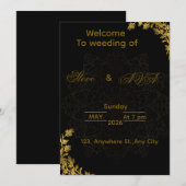 Black and Gold Wedding Invitation | Elegant Luxury (Devant / Derrière)