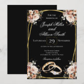 Black and Gold Wedding Kaart (Voorkant / Achterkant)