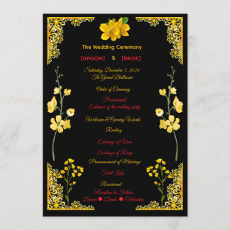 Black and Gold Wedding Program Programma