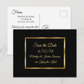 Black and Gold Wedding Save the Date Briefkaarten (Voorkant / Achterkant)