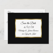 Black and Gold Wedding Save the Date Briefkaarten (Voorkant / Achterkant)