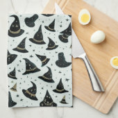 Black and Gold Witch's Petten Sterren Groen Hallow Theedoek (Quarter Fold)