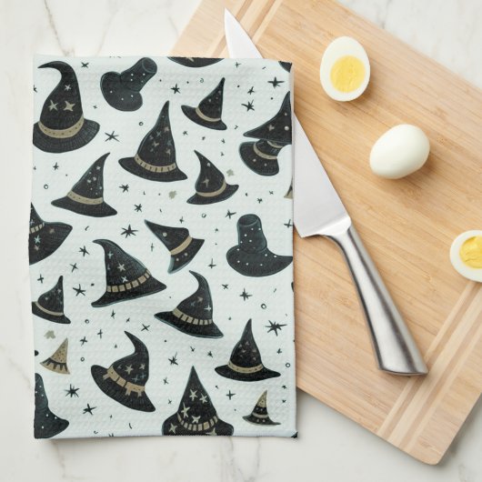 Black and Gold Witch's Petten Sterren Groen Hallow Theedoek (Quarter Fold)