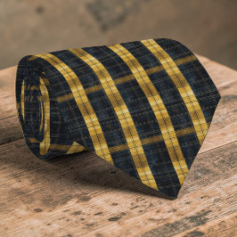 Black and Gold/Yellow Plaid Pattern Necktie Tie Stropdas