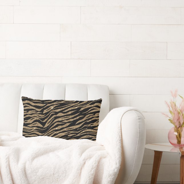 Black and Gold Zebra Stripe Kussen (Bank)