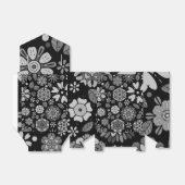 Black And Gray Retro Floral Art Seamless Pattern Bedankdoosjes (Uitgevouwen)
