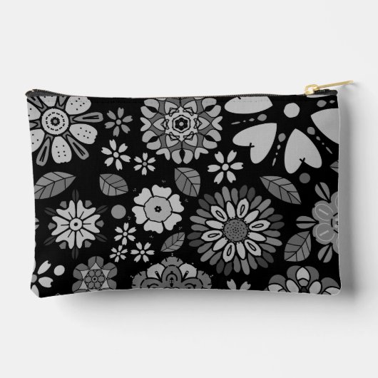 Black And Gray Retro Floral Art Seamless Pattern Etui (Achterkant)