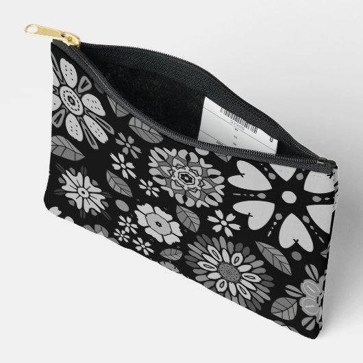 Black And Gray Retro Floral Art Seamless Pattern Etui (Open)
