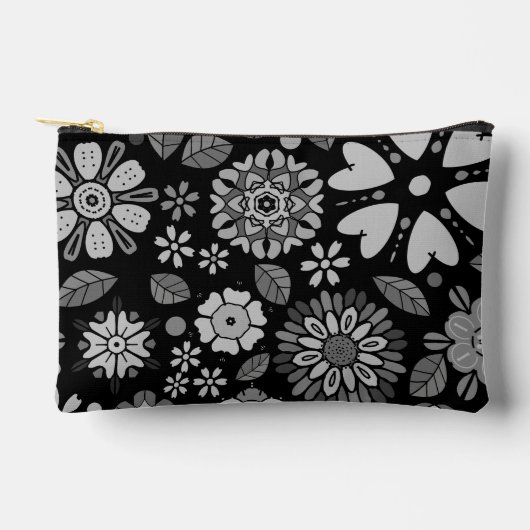 Black And Gray Retro Floral Art Seamless Pattern Etui (Voorkant)
