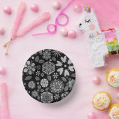 Black And Gray Retro Floral Art Seamless Pattern Papieren Kommen (Feest)