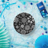 Black And Gray Retro Floral Art Seamless Pattern Papieren Kommen (Feest)