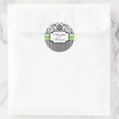 Black and Green Damask Stripe Wedding Sticker (Tas)