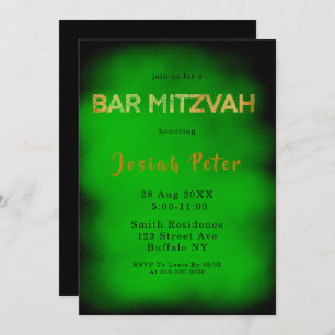 Black and Green Smoke Bar Mitzvah Invitations
