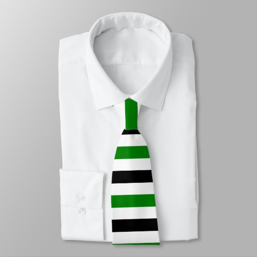 Black and Green Stripes Pattern Modern White Stropdas (Gebonden)