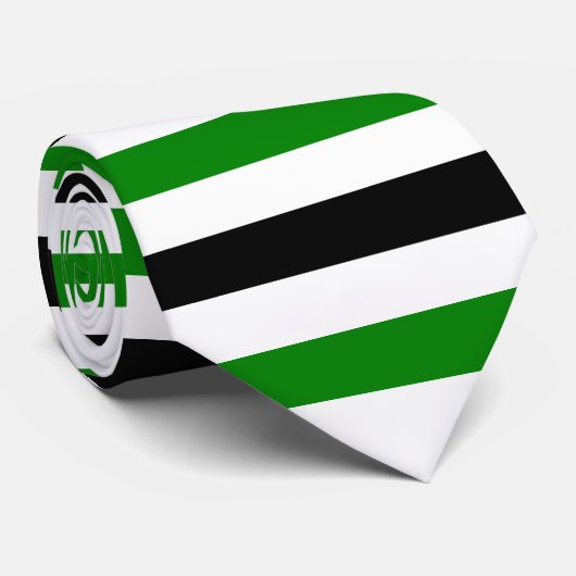 Black and Green Stripes Pattern Modern White Stropdas (Opgerold)
