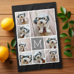 Black and Grey 8 Photo Collage classique monogramm<br><div class="desc">Utilisez l'instagram carré ou les photos selfies pour cette conception. Utilisez huit photos carrés pour créer une grille photo avec un monogramme personnel. Un design branché avec des photos de différentes tailles et un arrière - plan solide. Ou gardez le chiot hipster et faites un gardien branché. Si vous avez...</div>