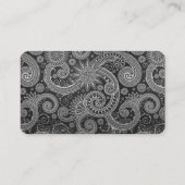 Black and Grey Floral DAMASK Pattern Visitekaartje (Achterkant)