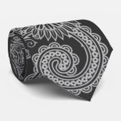 Black and Grey Floral Pattern Stropdas (Opgerold)