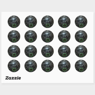 Black and Grey Lawn Bowl, ronde Stickers